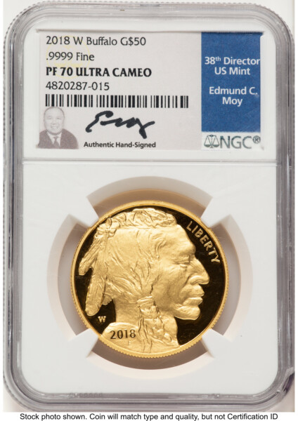 2018-W Proof Gold Buffalo 1 oz Ed Moy 70 NGC