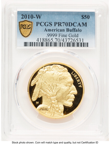 2010-W Proof Gold Buffalo 1 oz Blue Gradient 70 PCGS