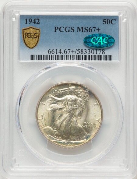 1942 50C, MS CAC PCGS Secure PCGS Plus 67 PCGS