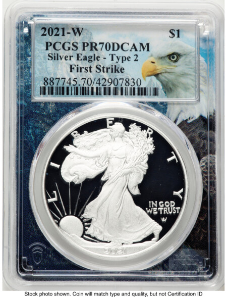 2021-W TY2 Proof Silver Eagle 1 oz FS Eagle Mountain Core/Label 70 PCGS