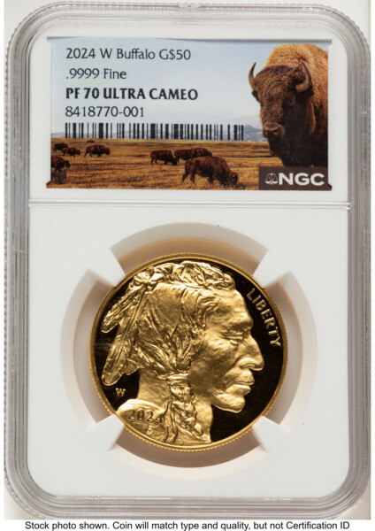 2024-W Proof Gold Buffalo 1 oz Bison Label 70 NGC