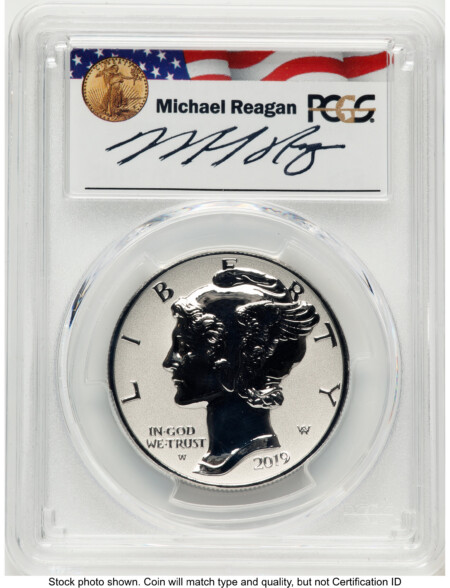 2019-W Palladium Eagle 1 oz, REV PR FS Reagan Legacy Series Michael Reagan 70 PCGS
