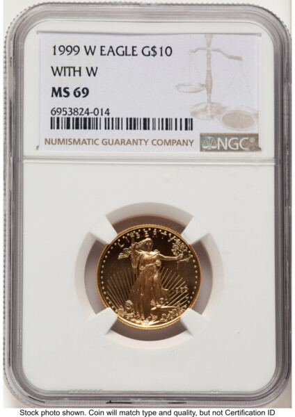 1999-W Gold Eagle 1/4 oz Unfinished Proof Dies Brown Label 69 NGC