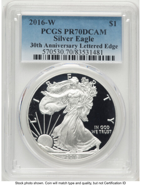 2016-W Proof Silver Eagle 1 oz Blue Gradient 70 PCGS
