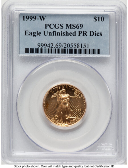 1999-W Gold Eagle 1/4 oz Unfinished Proof Dies Blue Label 69 PCGS