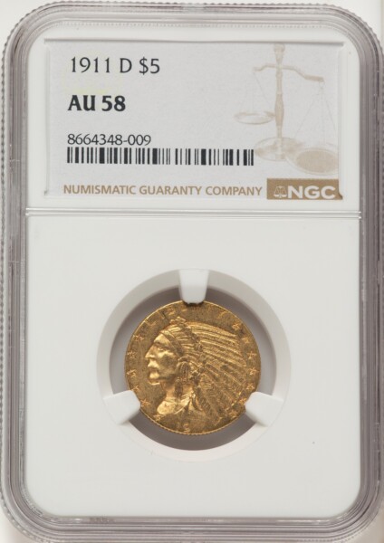 1911-D $5 58 NGC