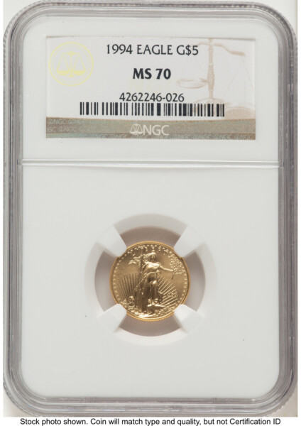 1994 Gold Eagle 1/10 oz Brown Label 70 NGC