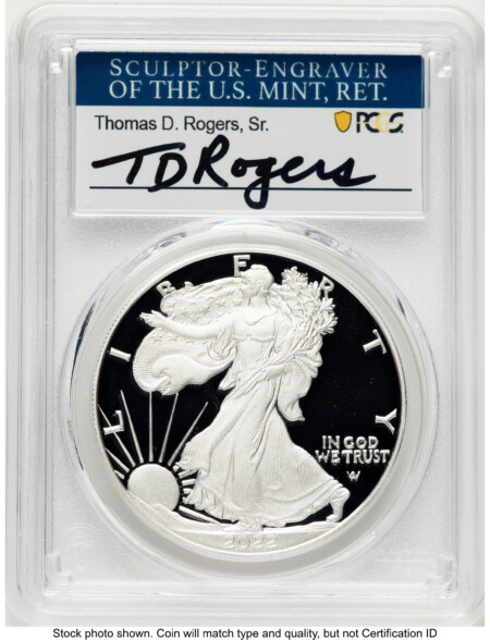 2022-W Proof Silver Eagle 1 oz TD Rogers 70 PCGS