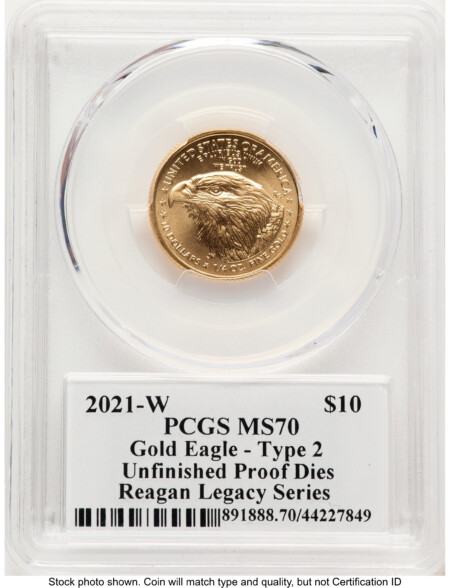 2021-W TY2 Gold Eagle 1/4 oz Unfinished Proof Dies Reagan Legacy Series Michael Reagan 70 PCGS