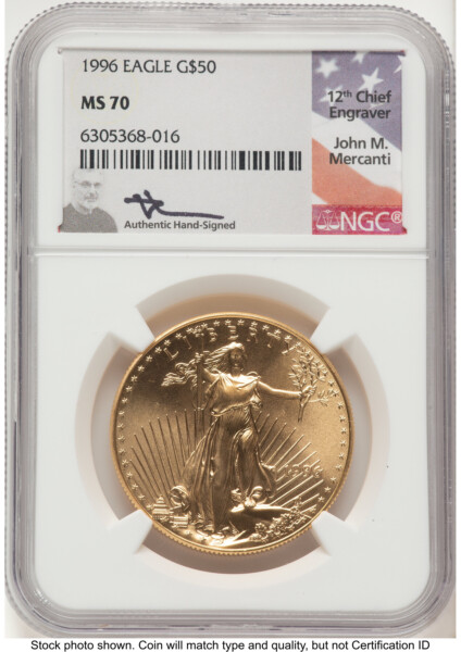 1996 Gold Eagle 1 oz John Mercanti 70 NGC