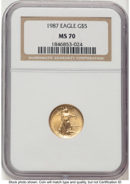 1987 Gold Eagle 1/10 oz Brown Label 70 NGC