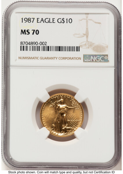1987 Gold Eagle 1/4 oz Brown Label 70 NGC