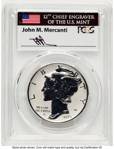 2019-W Palladium Eagle 1 oz, REV PR FDI John Mercanti 70 PCGS