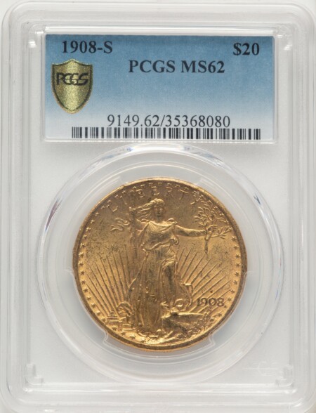 1908-S $20 PCGS Secure 62 PCGS