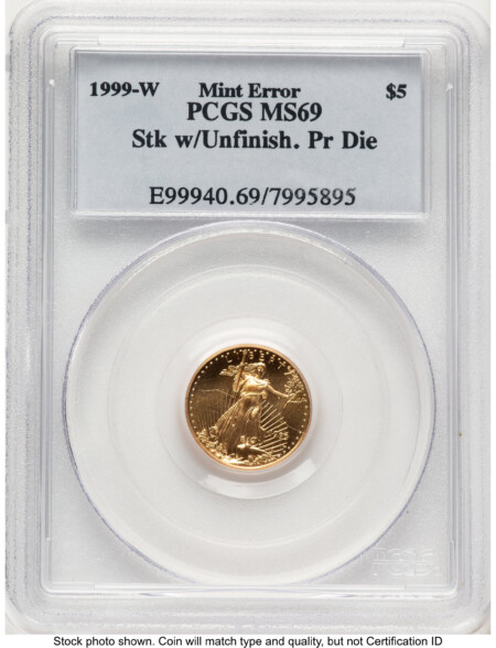 1999-W Gold Eagle 1/10 oz Unfinished Proof Dies Blue Label 69 PCGS