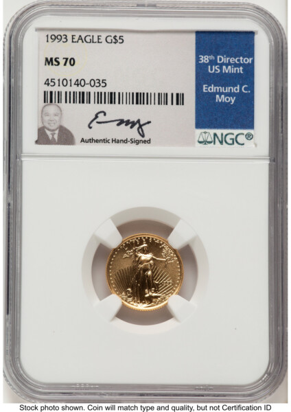 1993 Gold Eagle 1/10 oz Ed Moy 70 NGC