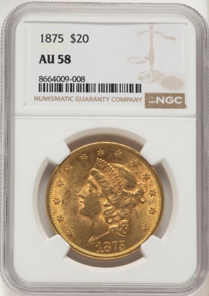 1875 $20 58 NGC