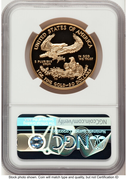 2001-W Proof Gold Eagle 1 oz John Mercanti 70 NGC