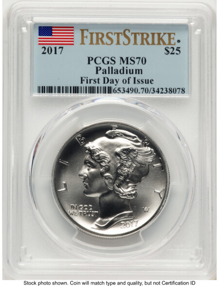 2017 Palladium Eagle 1 oz, MS FDI FS Flag 70 PCGS