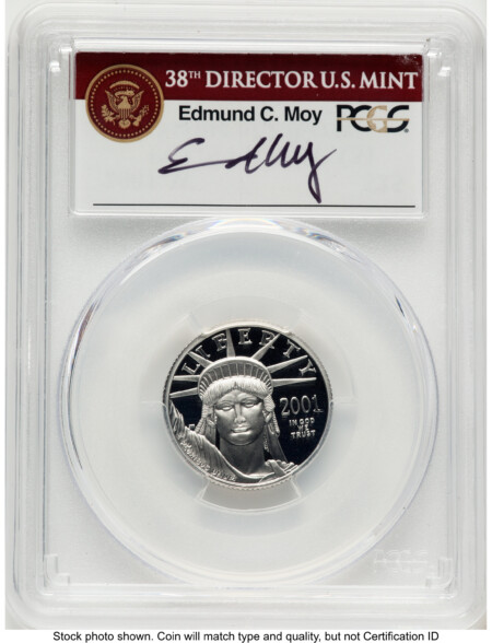 2001-W Proof Platinum Eagle 1/4 oz Ed Moy 70 PCGS