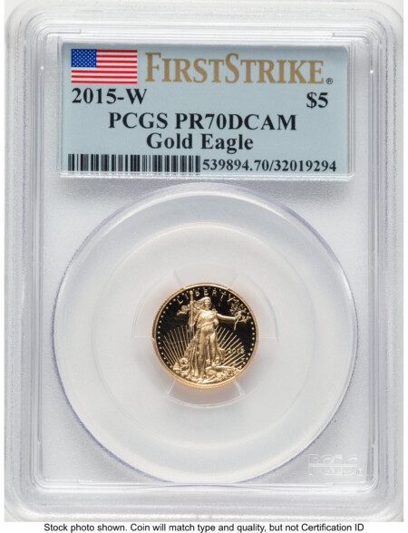 2015-W Proof Gold Eagle 1/10 oz FS Flag 70 PCGS