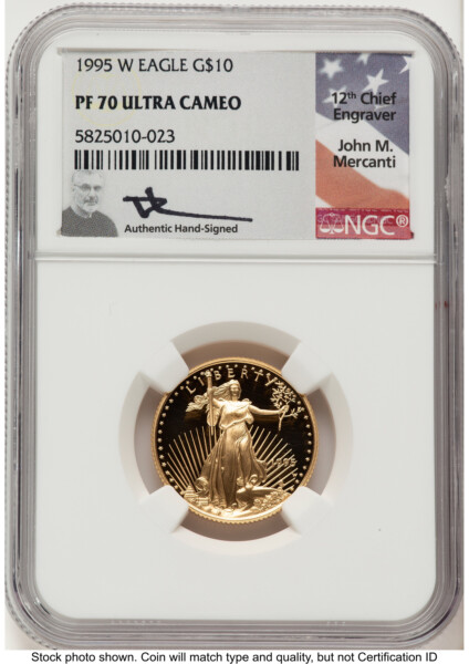 1995-W Proof Gold Eagle 1/4 oz John Mercanti 70 NGC