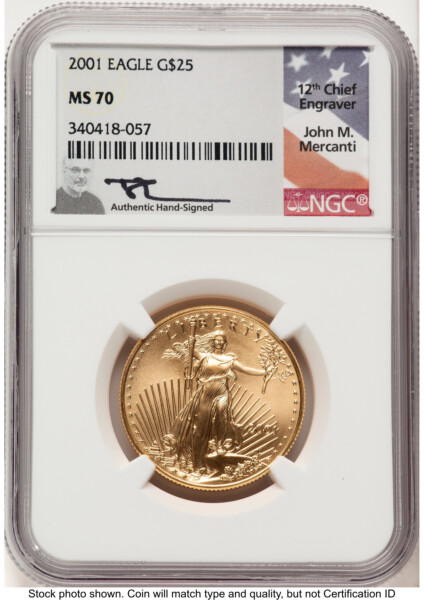 2001 Gold Eagle 1/2 oz John Mercanti 70 NGC