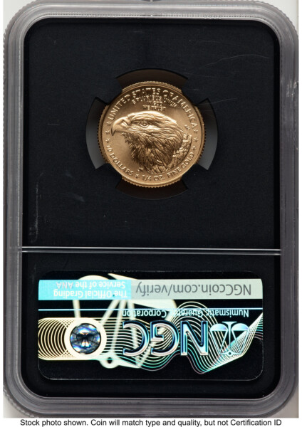 2021-W TY2 Gold Eagle 1/4 oz Unfinished Proof Dies Gold Flying Eagle Blk Core 70 NGC