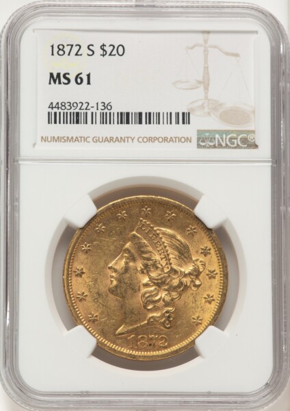 1872-S $20 61 NGC