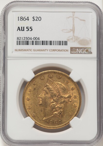 1864 $20 55 NGC
