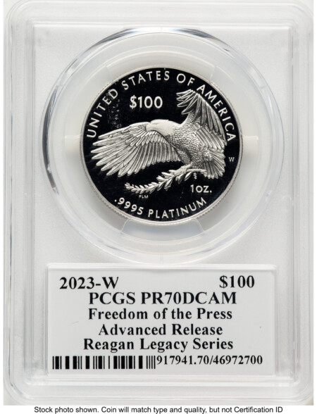 2023-W Proof Platinum Eagle 1 oz AR Reagan Legacy Series Michael Reagan Picture 70 PCGS