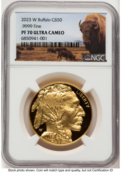 2023-W Proof Gold Buffalo 1 oz Bison Label 70 NGC