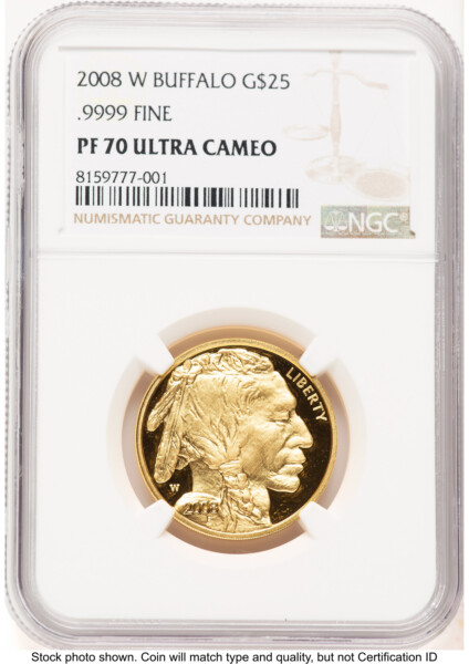 2008-W Proof Gold Buffalo 1/2 oz Brown Label 70 NGC