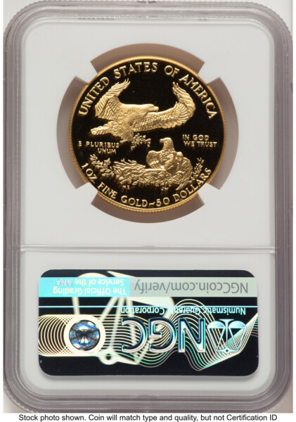 1991-W Proof Gold Eagle 1 oz John Mercanti 70 NGC