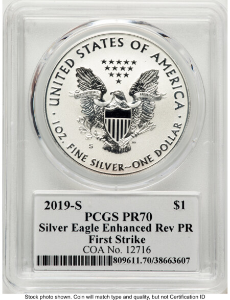 2019-S Enhanced Reverse Proof Silver Eagle 1 oz FS Gary Whitley 70 PCGS