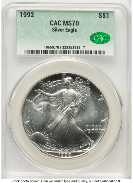1992 Silver Eagle Non Designation 70 CACG
