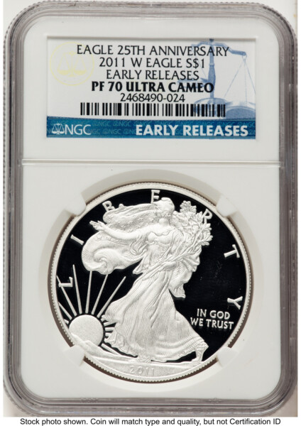 2011-W Proof Silver Eagle 1 oz ER Blue 70 NGC