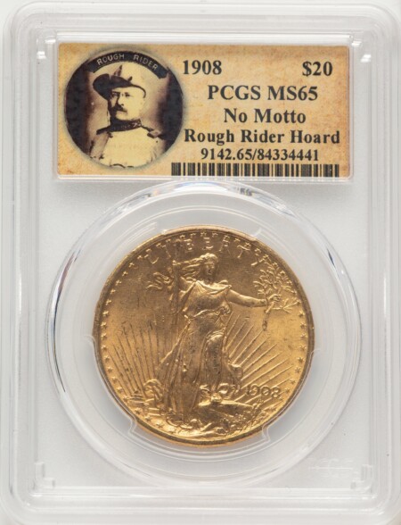1908 $20 NO MOTTO 65 PCGS