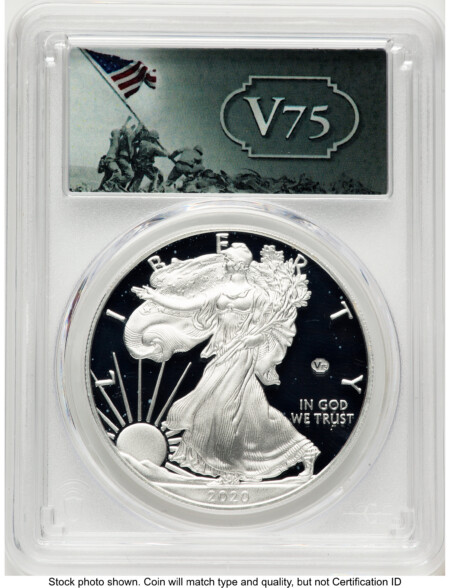 2020-W Proof Silver Eagle V75 Privy 1 oz FS V75 Label 70 PCGS