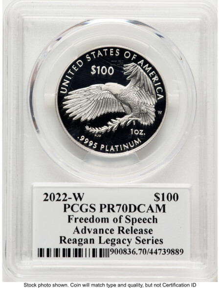 2022-W Proof Platinum Eagle 1 oz AR Reagan Legacy Series Michael Reagan Picture 70 PCGS