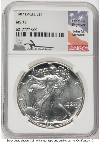 1987 Silver Eagle John Mercanti 70 NGC