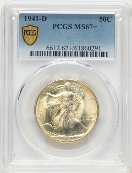 1941-D 50C, MS PCGS Secure PCGS Plus 67 PCGS