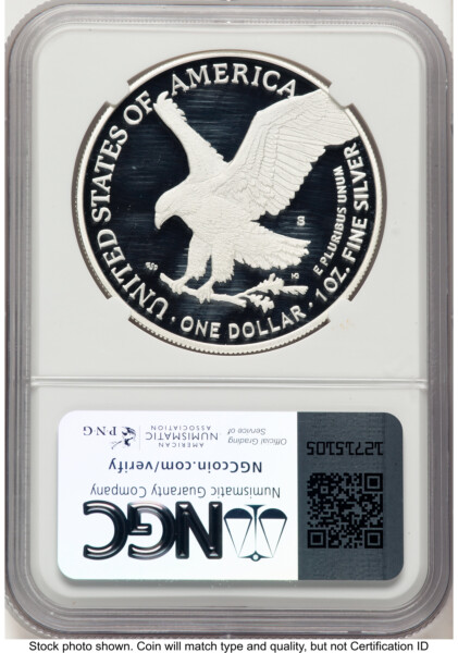 2023-S Proof Silver Eagle 1 oz ER Miles Standish Eagle Flag 70 NGC
