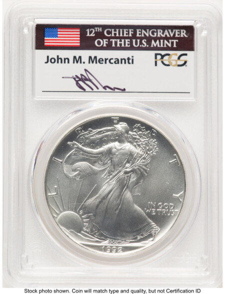 1992 Silver Eagle John Mercanti 70 PCGS