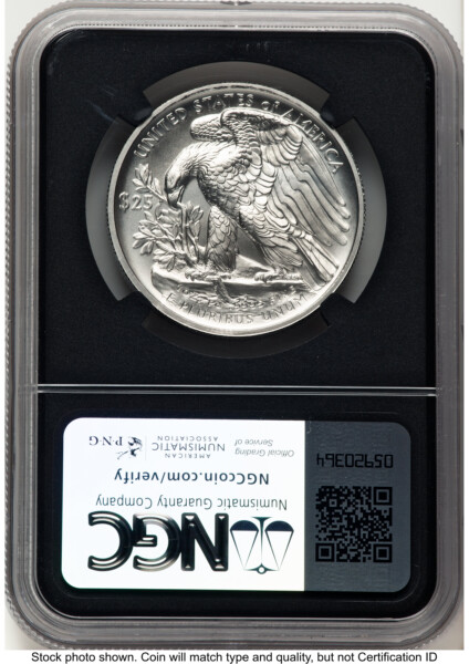 2023-W Palladium Eagle 1 oz Burnished  AR Miles Standish Blk Core 70 NGC