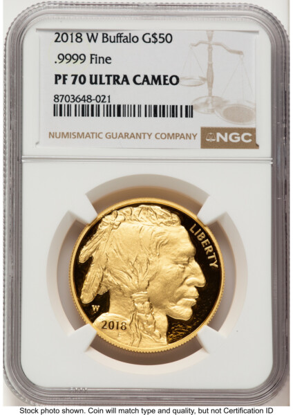 2018-W Proof Gold Buffalo 1 oz Brown Label 70 NGC