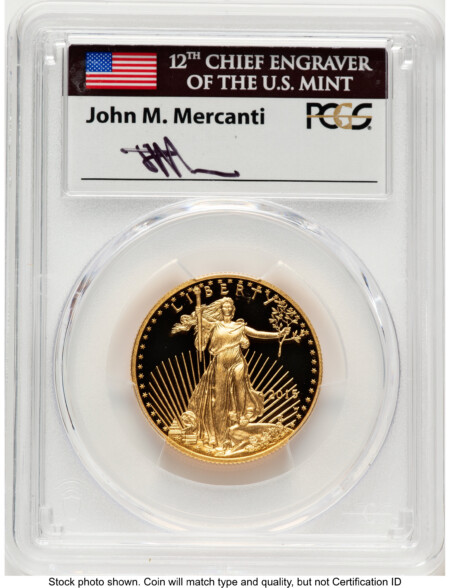 2015-W Proof Gold Eagle 1/2 oz FDI John Mercanti Washington DC 70 PCGS