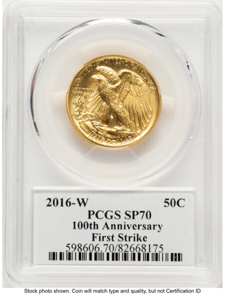 2016-W 50C Walking Liberty 100th Anniversary Gold Centennial  FS 100th Anniversary 70 PCGS
