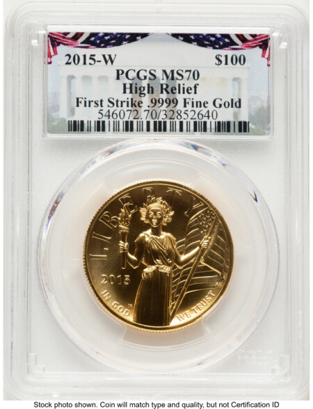 2015-W G$100 American Liberty High Relief 1.00 oz FS Bunting Flag 70 PCGS