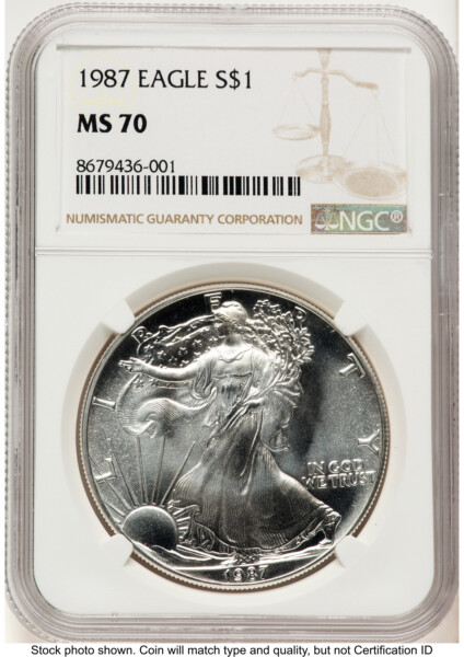1987 Silver Eagle Brown Label 70 NGC